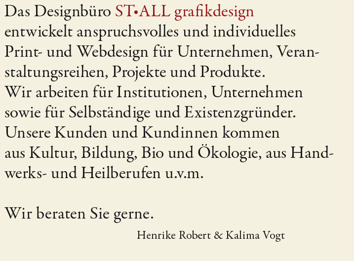rint- und Webdesign für Unternehmen, Veranstaltungsreihen, Projekte und Produkte